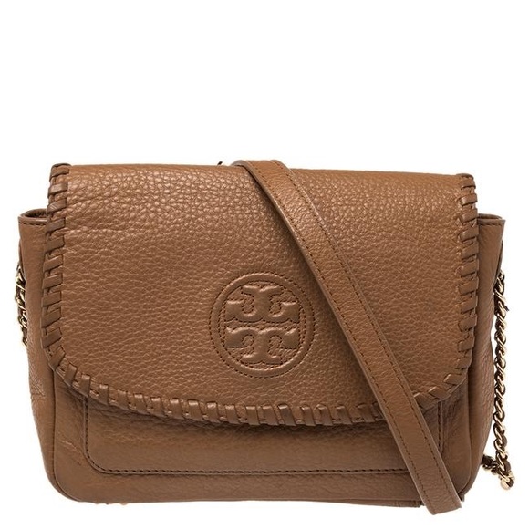 Tory Burch Bags Tory Burch Tan Leather Mini Marion Crossbody Bag